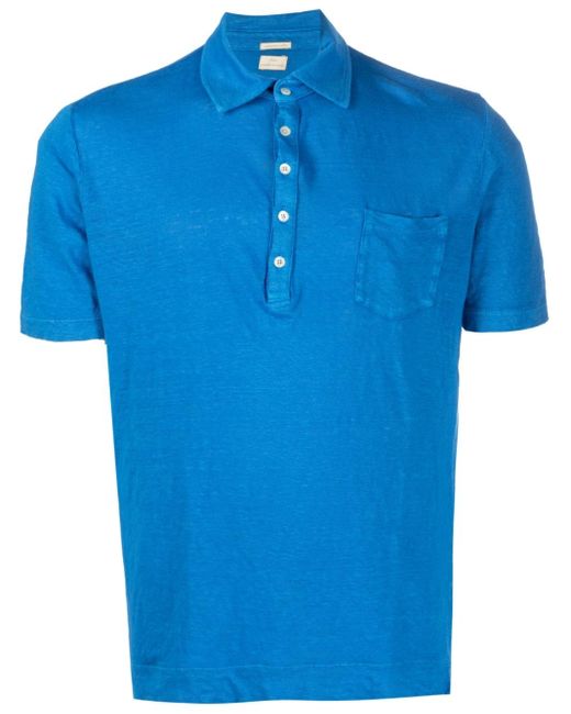 Massimo Alba Slub-texture Linen Polo Shirt in Blue for Men | Lyst UK