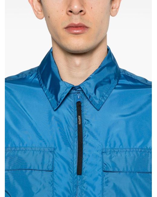 Aspesi Blue Logo-print Lightweight Jacket for men