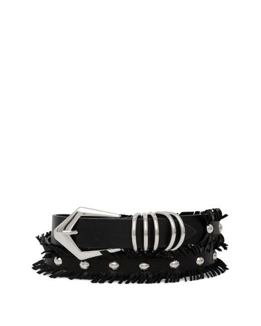 IRO Black Fringed Stud-Embellished Belt