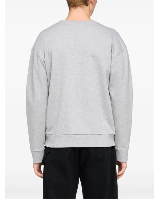 J.W. Anderson Gray Cotton Crewneck Embroidered Sweater for men
