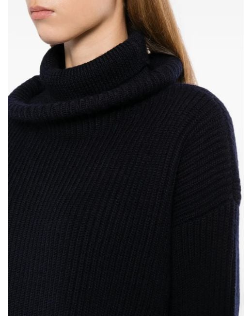 Balenciaga Blue Oversize-Ring Ribbed Sweater