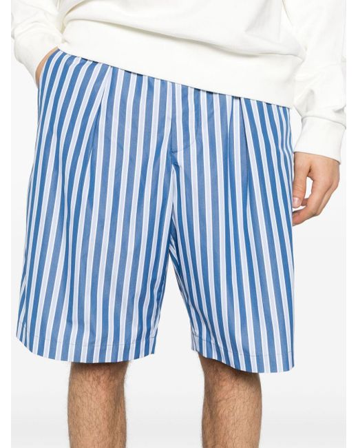 Marni Blue Striped Cotton Bermuda Shorts for men