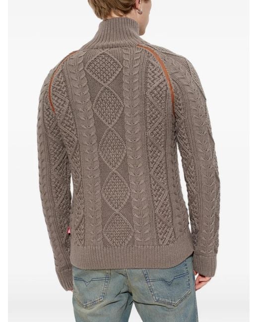 DIESEL Brown Zip Cardigan for men