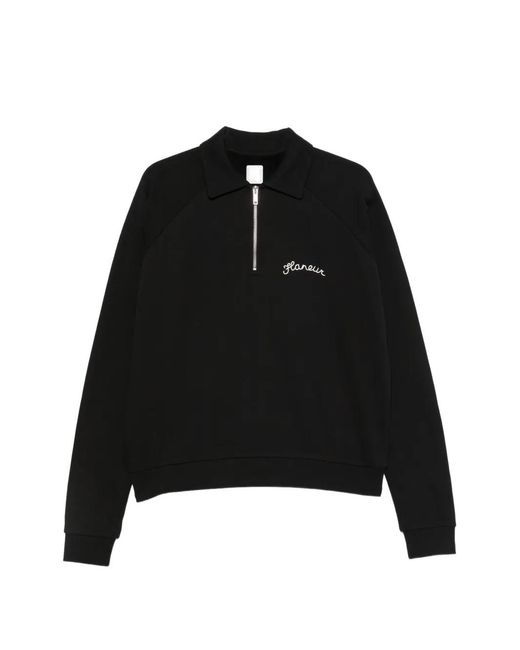 flâneur Black Signature Half-Zip Sweatshirt for men