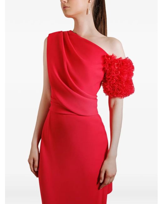 Gemy Maalouf Red One Shoulder Long Dress