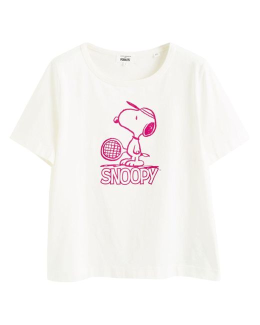 Chinti & Parker Pink Retro Snoopy Round-neck T-shirt