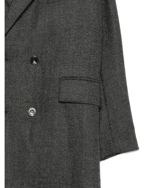 Soeur Gray Double-Breasted Wool Coat