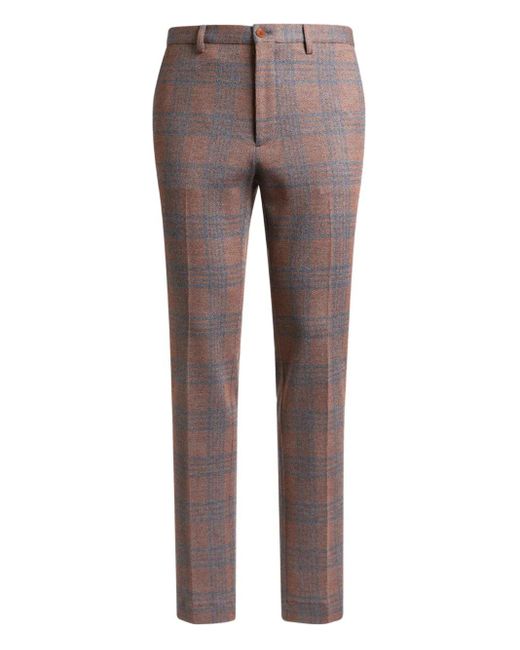 Etro Gray Checked Trousers for men