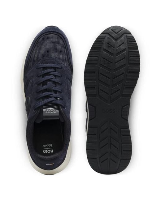 Boss Blue Baskets En Daim À Motif Monogrammé Double-B for men