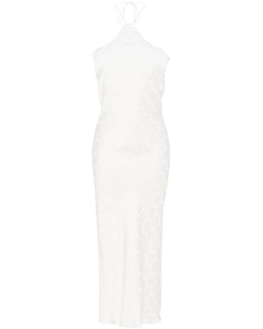 Stella McCartney White Floral Print Satin Dress