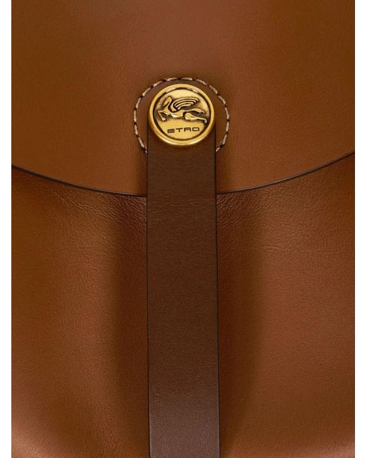 Etro Brown Maxi Leather Pony Bag With Texan Embroidery