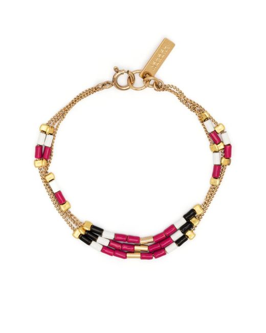 Isabel Marant Pink Triple-chain Beaded Bracelet