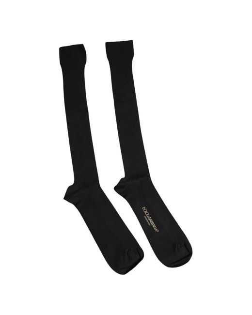 Dolce & Gabbana Black Logo-Print Over-The-Calf Socks for men