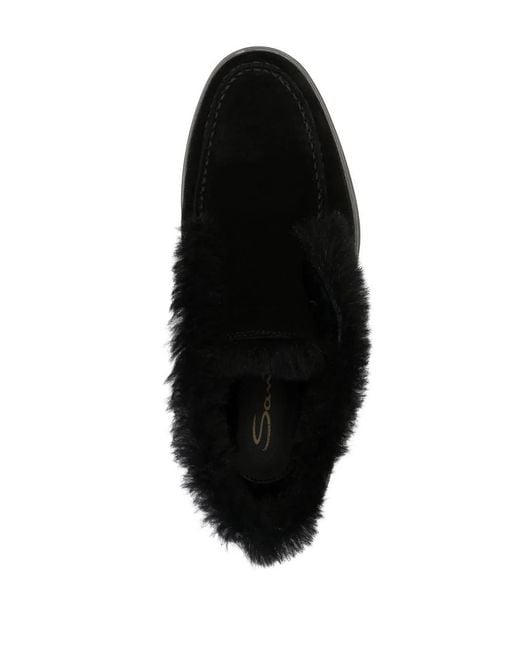 Santoni Black Shearling-Loafer