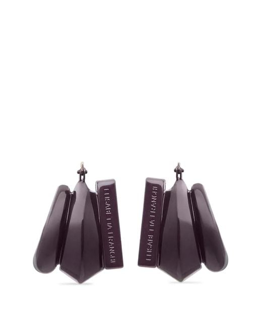Elisabetta Franchi Purple Earrings With Engraved Logo