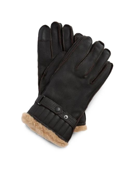 Barbour Black Leather Utility Gloves for men