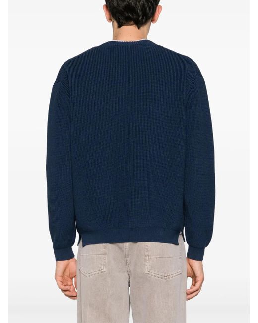 Maison Kitsuné Blue Fox Head-Patch V-Neck Cardigan for men
