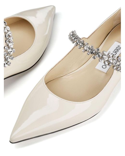 Jimmy Choo Natural Bing Crystal-Strap Ballerina Shoes