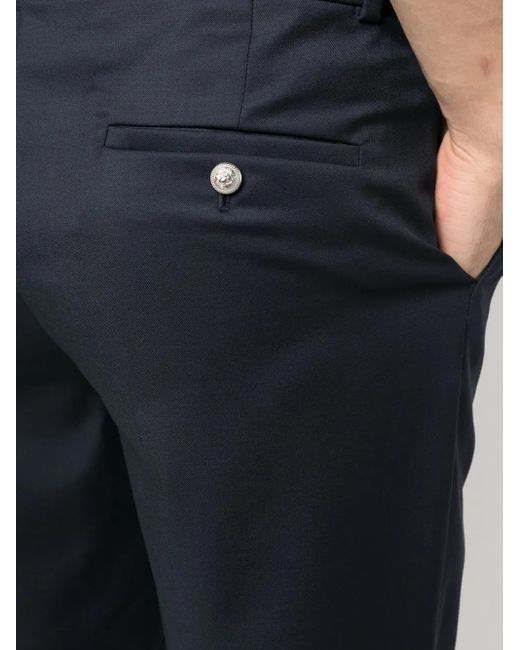Balmain Blue Linen Canvas Cropped Trousers for men