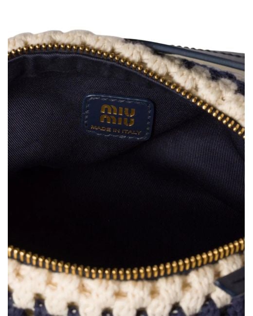 Miu Miu Blue Striped Crochet Shoulder Bag