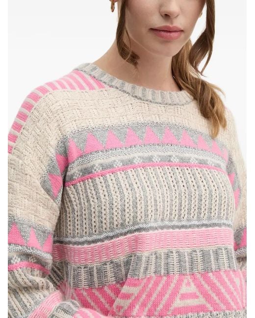 Ouí Pink Geometric-Pattern Sweater