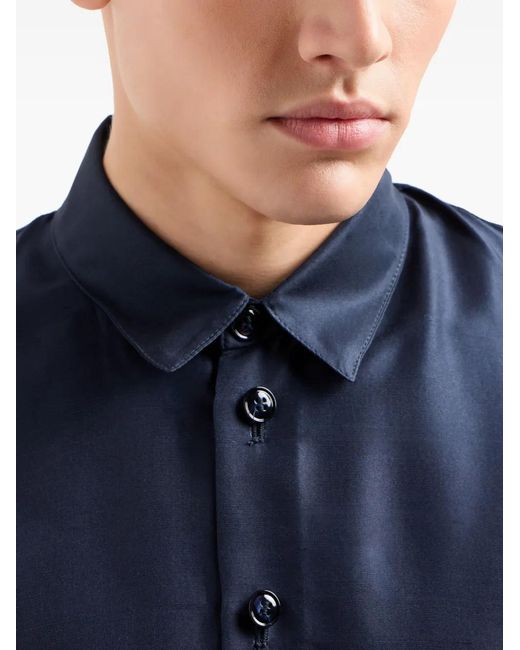 Giorgio Armani Blue Silk Shirt Jacket for men