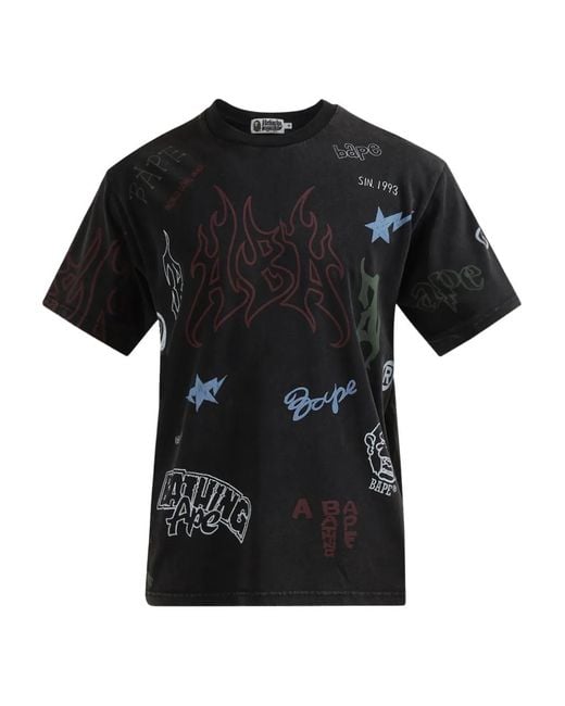A Bathing Ape Black World Gone Mad Graphic-Print T-Shirt for men