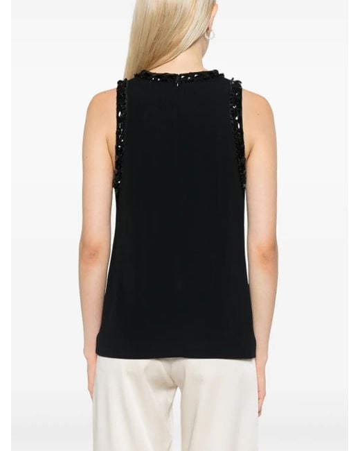Elie Saab Black Embroidered Cady Top