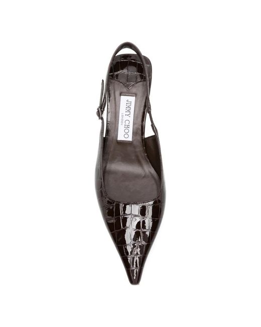 Jimmy Choo Black Escarpins Slingback À Effet Peau De Crocodile Amel