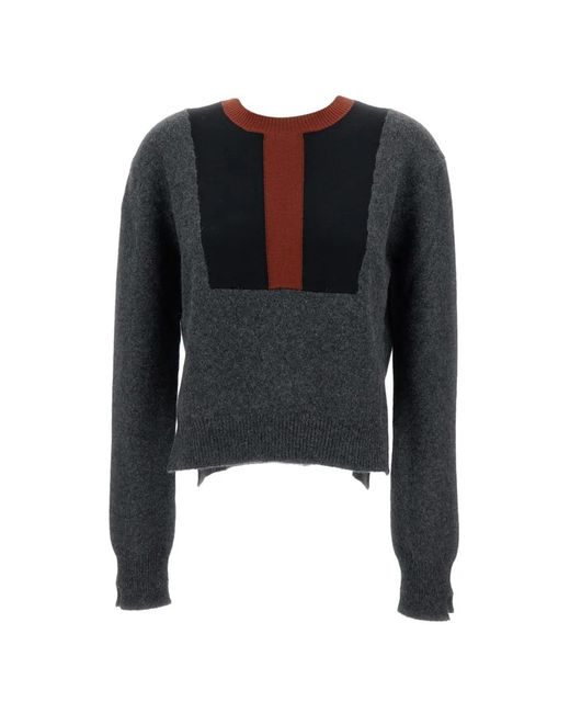 Plan C Black Colourblock Round-Neck Sweater
