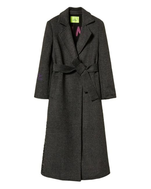Twinset チェック ベルテッドコート Black