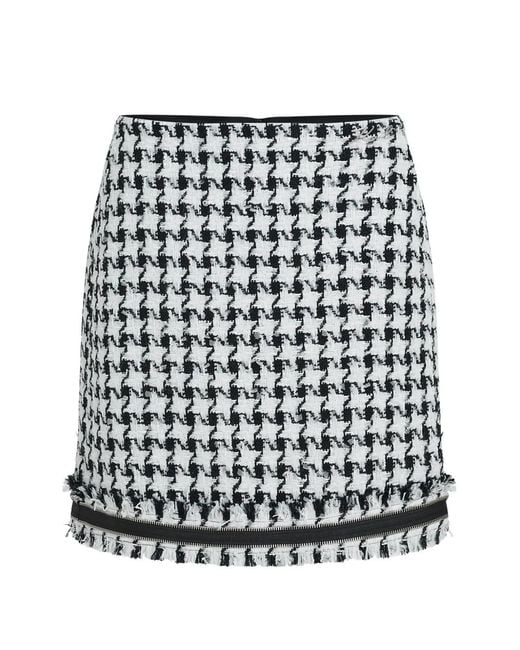 Karl Lagerfeld Black Houndstooth Bouclé Mini Skirt