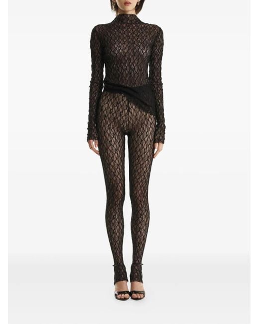 2310 STUDIO Black Lace-Pattern Trousers