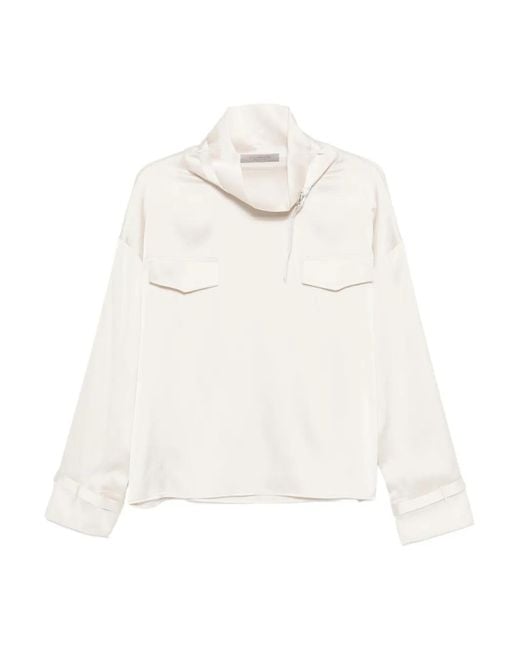 D.exterior White Panelled Blouse