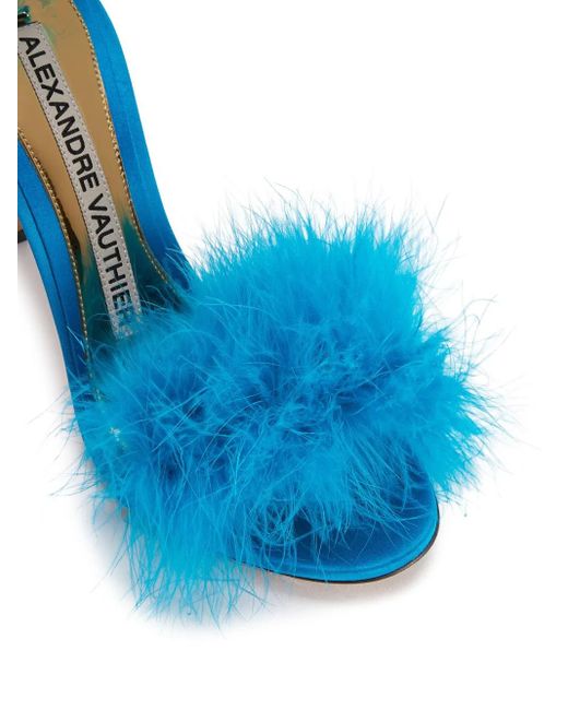 Alexandre Vauthier Blue Veronica 105Mm Feather-Detailing Sandals