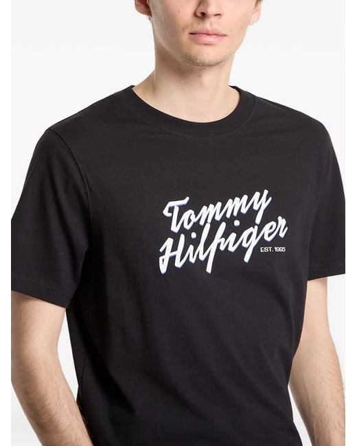 Tommy Hilfiger Black Logo-Print T-Shirt for men