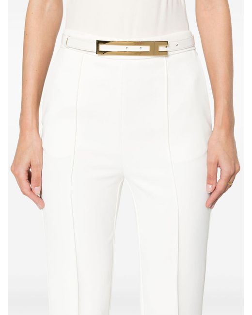 Elisabetta Franchi White Belted Tailored Trousers