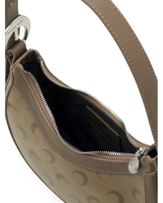 MARINE SERRE Gray Faded-Leather Moon Eclips Mini Bag