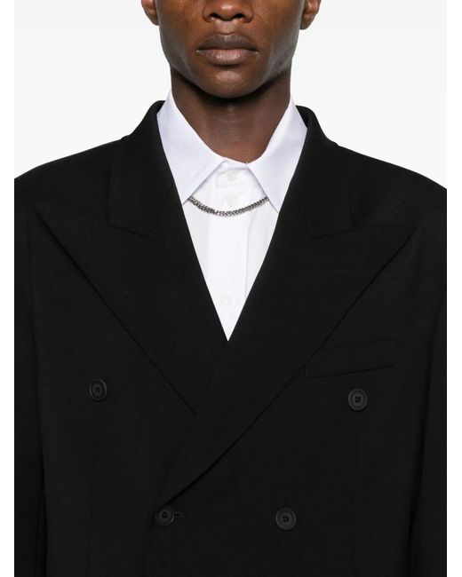 MEDEA Black Asymmetric Double-Breasted Blazer for men