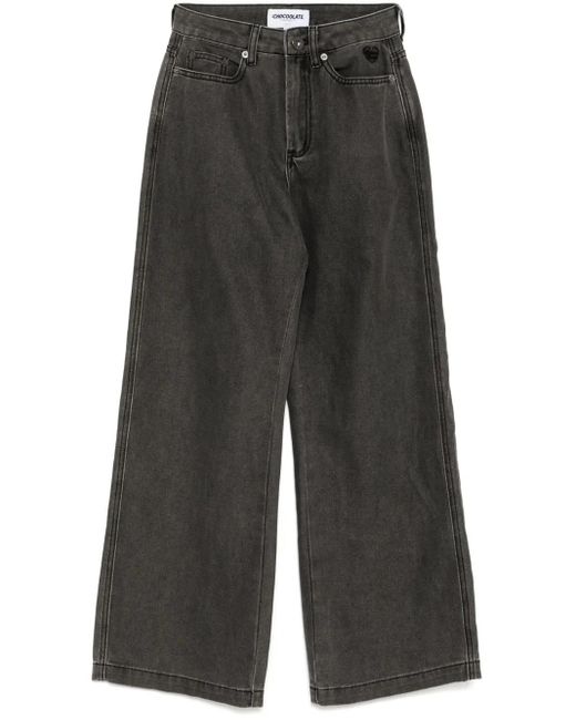 Chocoolate Gray Jeans Mit Weitem Bein