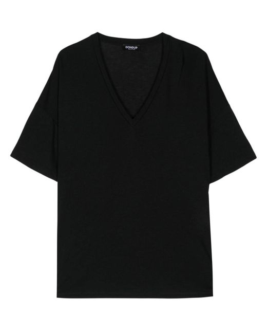 Dondup Black T-Shirt mit V-Ausschnitt