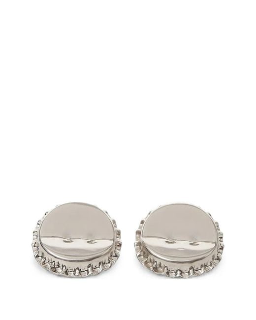 MM6 by Maison Margiela White Bottle-Cap-Effect Earrings