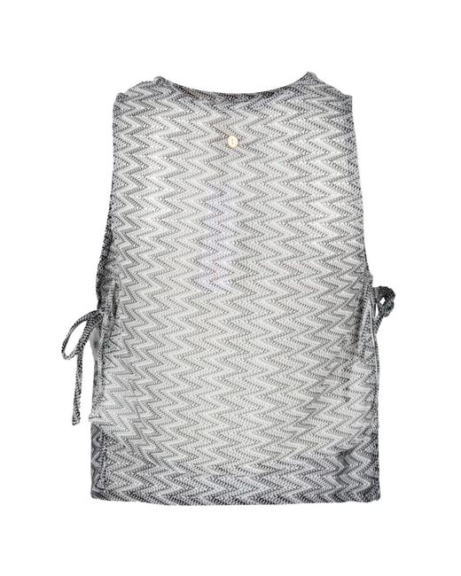 Palmacea Gray Chevron-Knit Drawstring Top