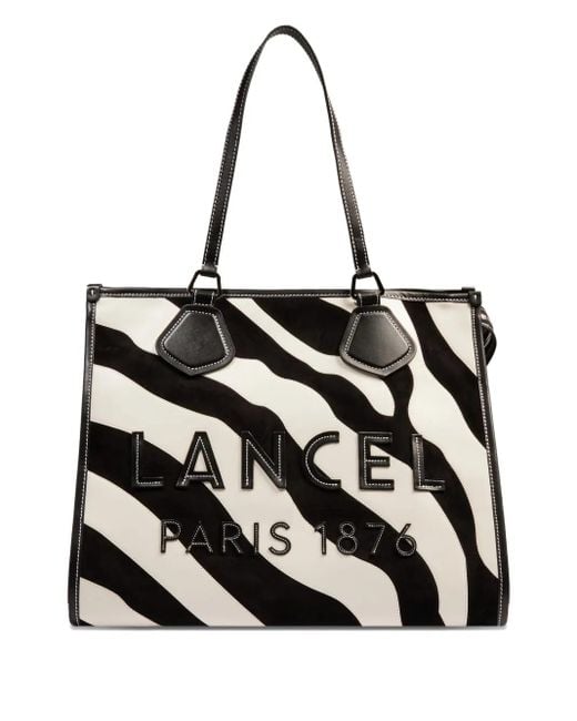 Lancel Black Große Tote Bag Mit Zebramuster