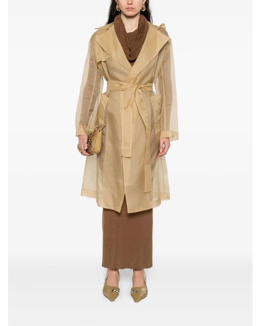 Antonelli Natural Belted Silk Trench Coat