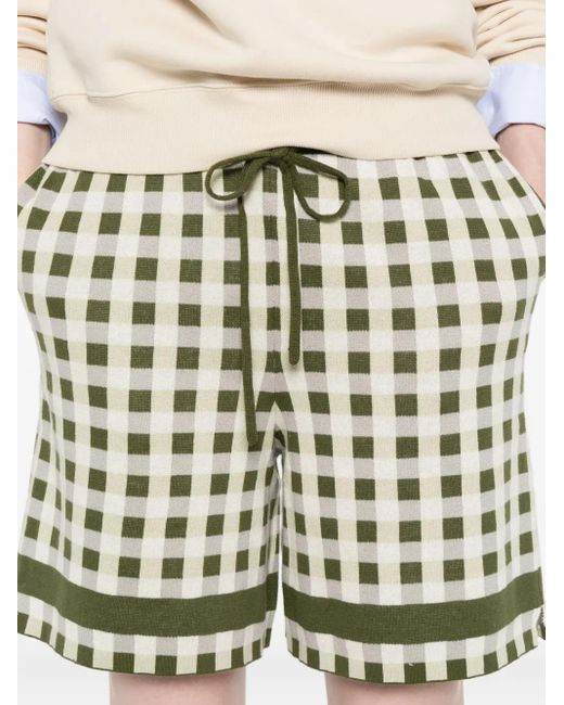 House Of Sunny Green Gingha-Check Drawstring Shorts