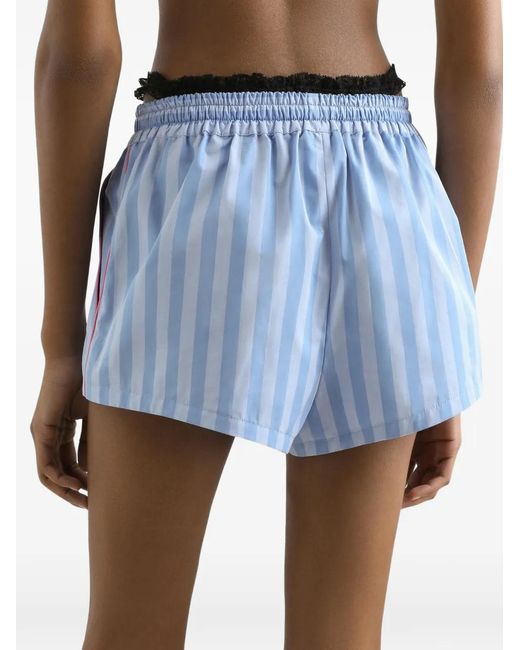 Dolce & Gabbana Blue Striped Drawstring-Waistband Shorts