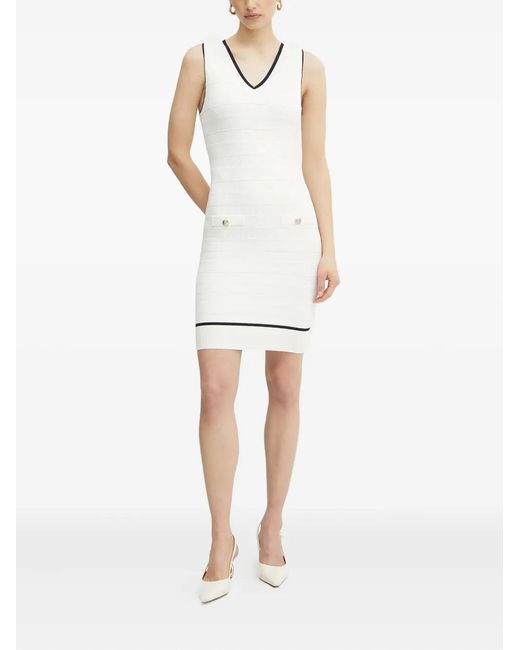 Guess White V-Neck Mini Dress