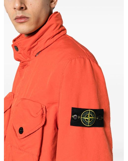 Stone Island Compass badge Funnel neck Jacket in Red for Men Lyst UK