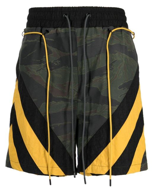 Mostly Heard Rarely Seen Black Camouflage Striped Track Shorts for men